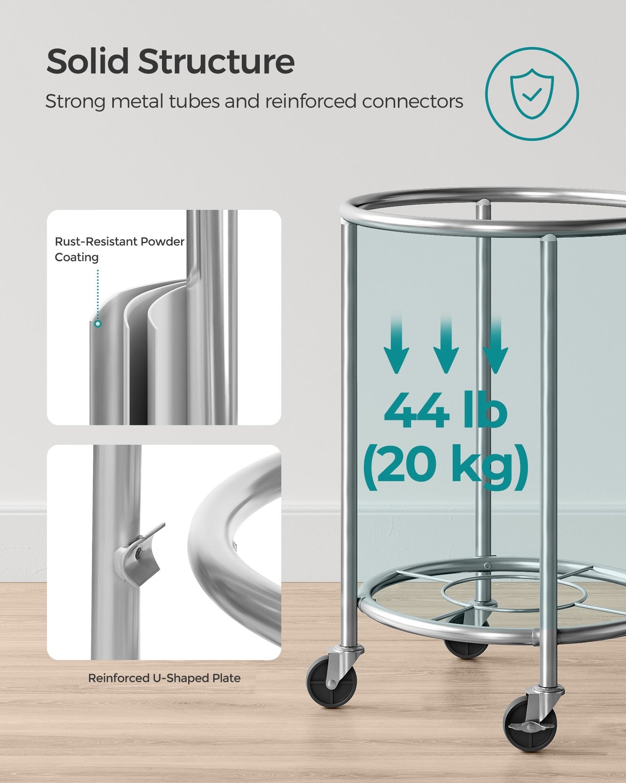 Round Laundry Hamper with Steel Frame and Removable Bag - image 7