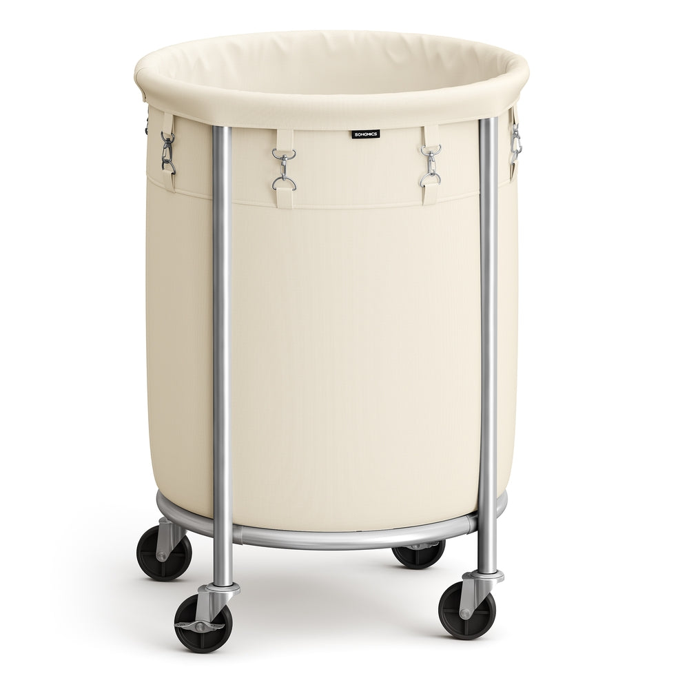 Round Laundry Hamper with Steel Frame and Removable Bag - image 8