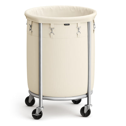 Round Laundry Hamper with Steel Frame and Removable Bag - image 8