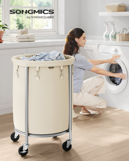 Round Laundry Hamper with Steel Frame and Removable Bag - image 9