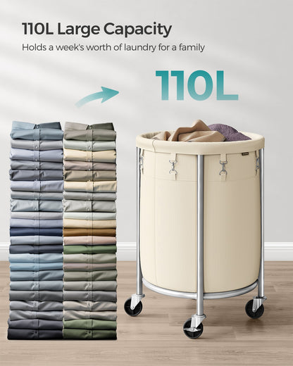 Round Laundry Hamper with Steel Frame and Removable Bag - image 10