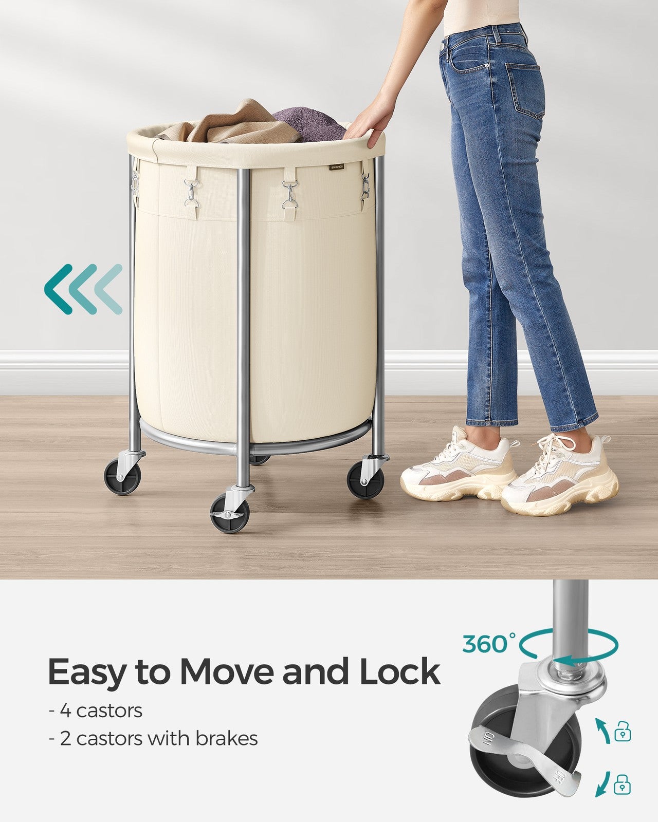 Round Laundry Hamper with Steel Frame and Removable Bag - image 11