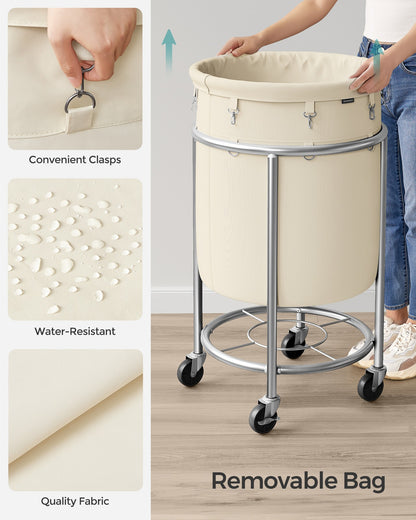 Round Laundry Hamper with Steel Frame and Removable Bag - image 12