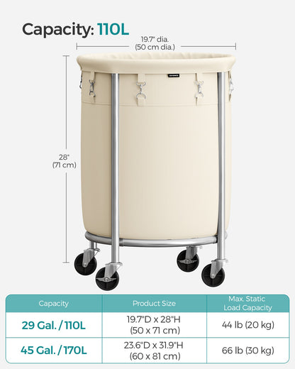 Round Laundry Hamper with Steel Frame and Removable Bag - image 13