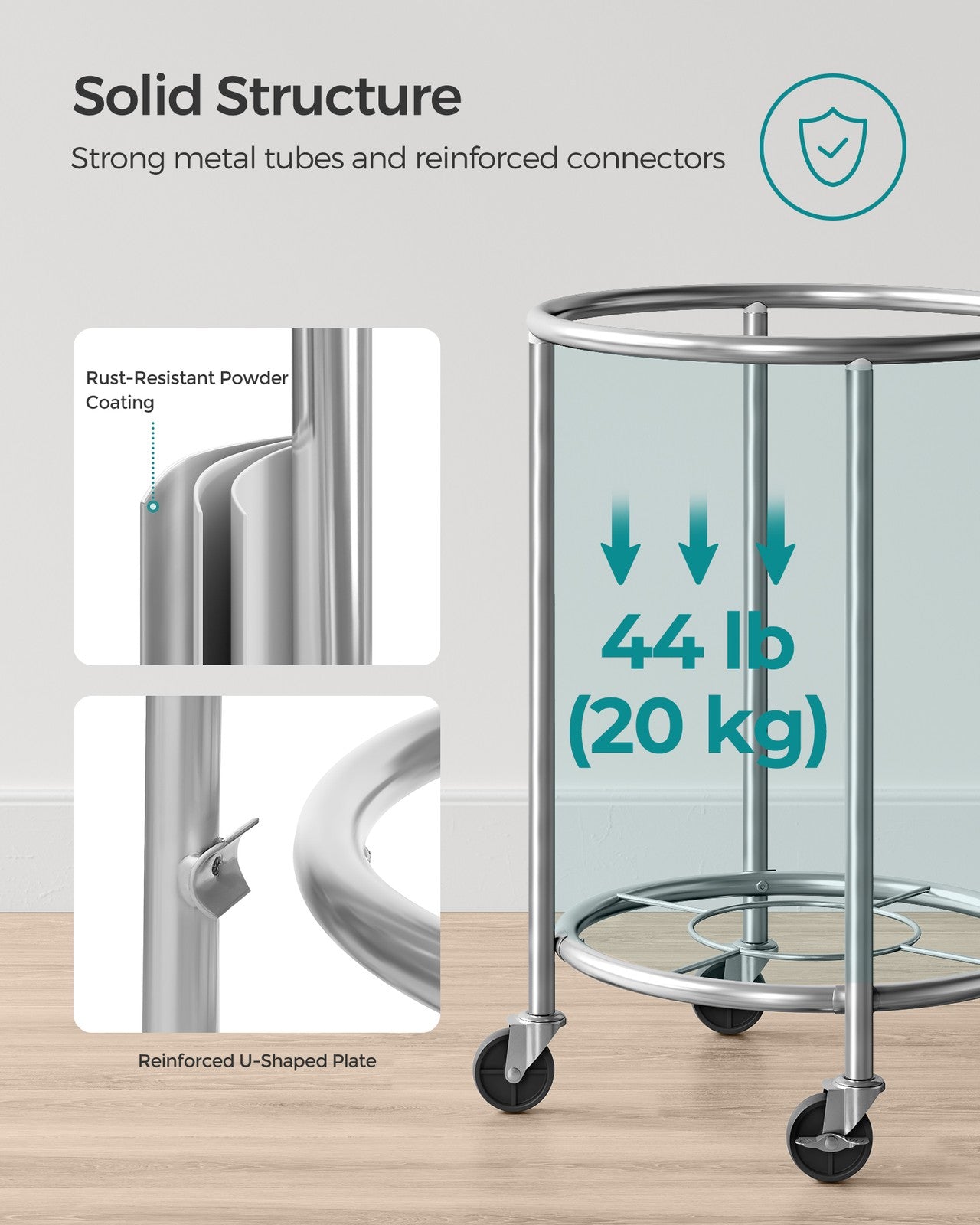 Round Laundry Hamper with Steel Frame and Removable Bag - image 14