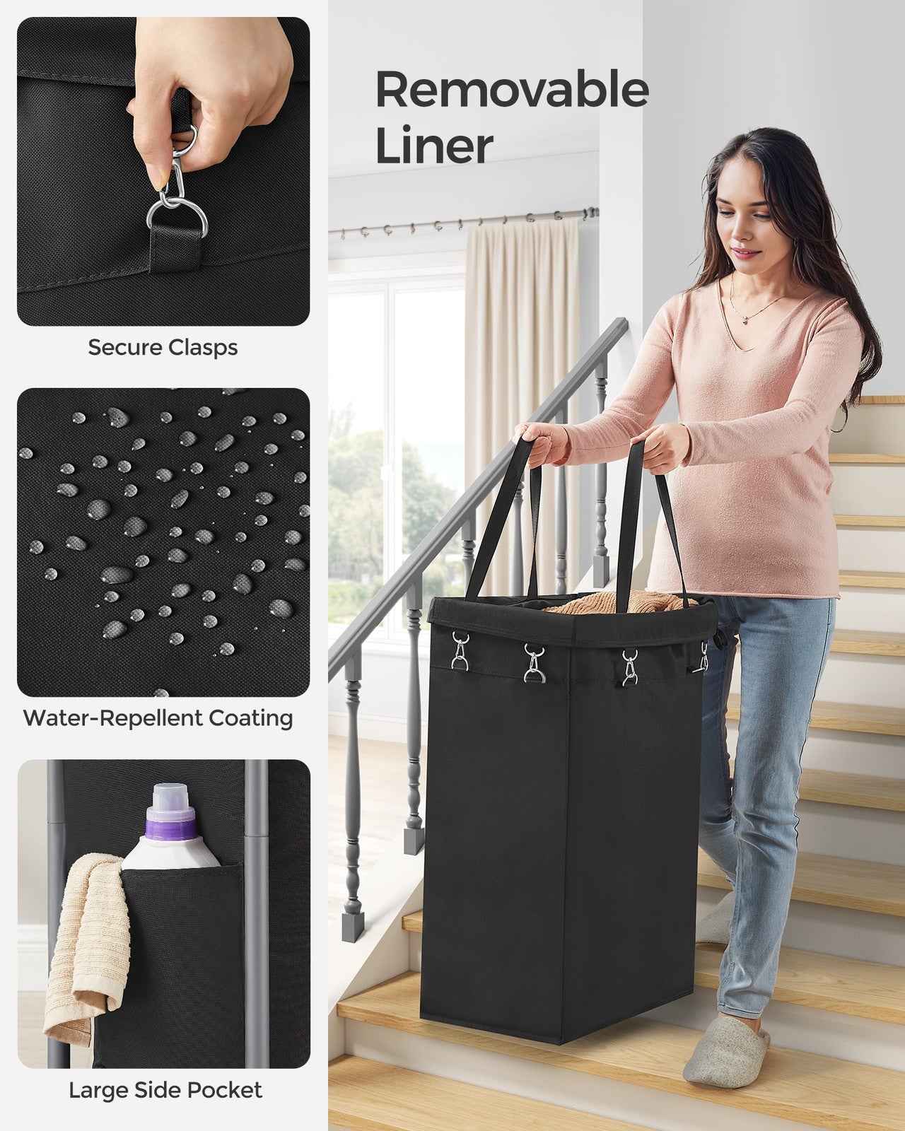 90L Laundry Basket on Wheels Ink Black - image 4
