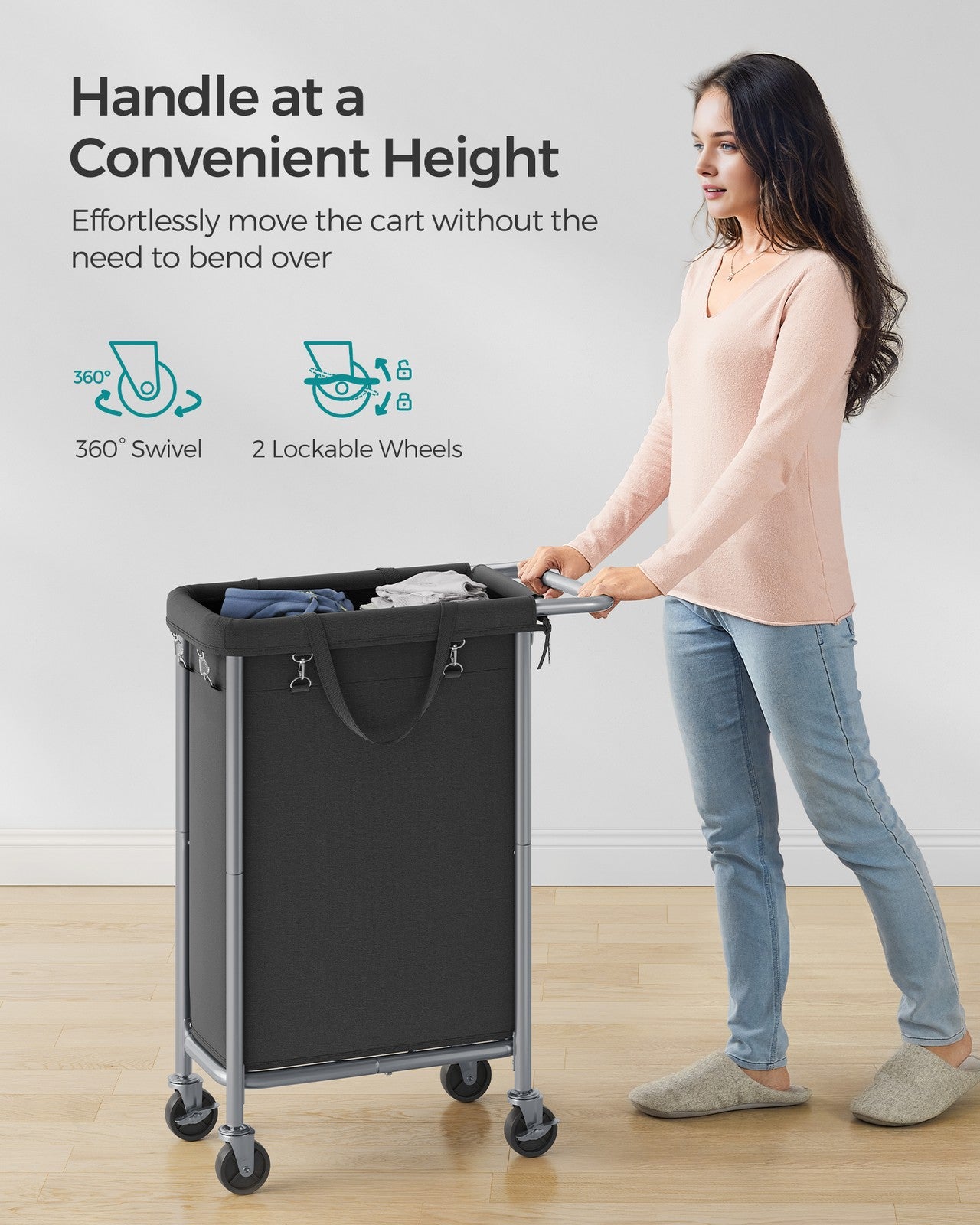 90L Laundry Basket on Wheels Ink Black - image 6