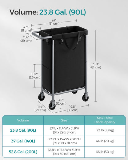 90L Laundry Basket on Wheels Ink Black - image 7