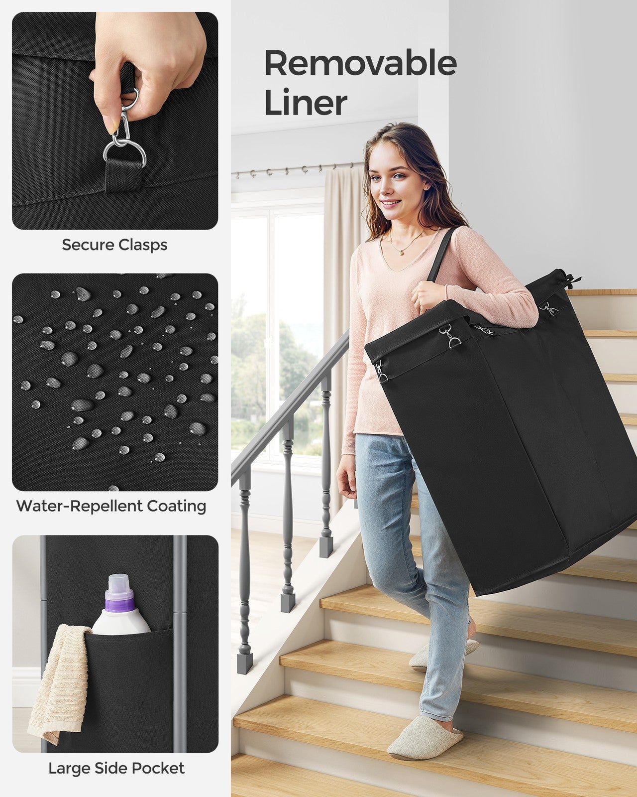 90L Laundry Basket on Wheels Ink Black - image 11