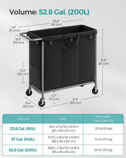 90L Laundry Basket on Wheels Ink Black - image 21
