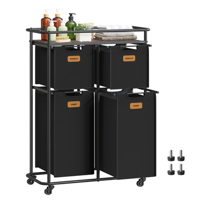 150 L Rolling Laundry Hamper Ink Black and Chestnut Brown - image 1