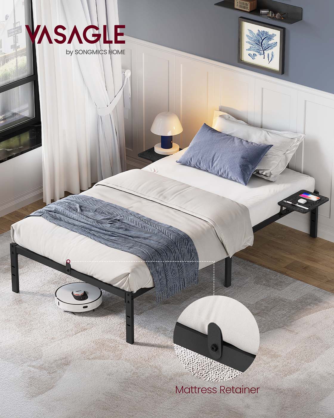Single Bed Frame for 90 x 190 cm Mattresses Ink Black - image 2