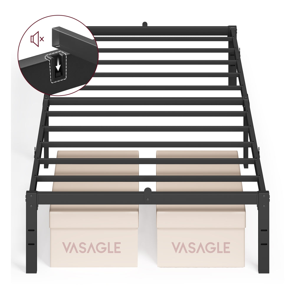 Single Metal Bed Frame 90 x 190 cm Easy Assembly Ink Black - image 1