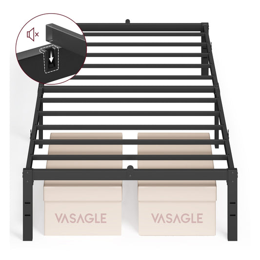 Single Metal Bed Frame 90 x 190 cm Easy Assembly Ink Black - image 1
