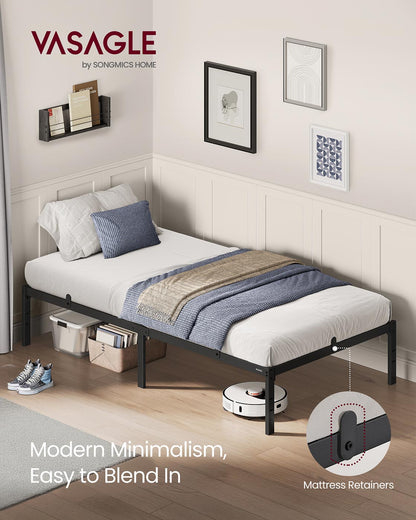 Single Metal Bed Frame 90 x 190 cm Easy Assembly Ink Black - image 2