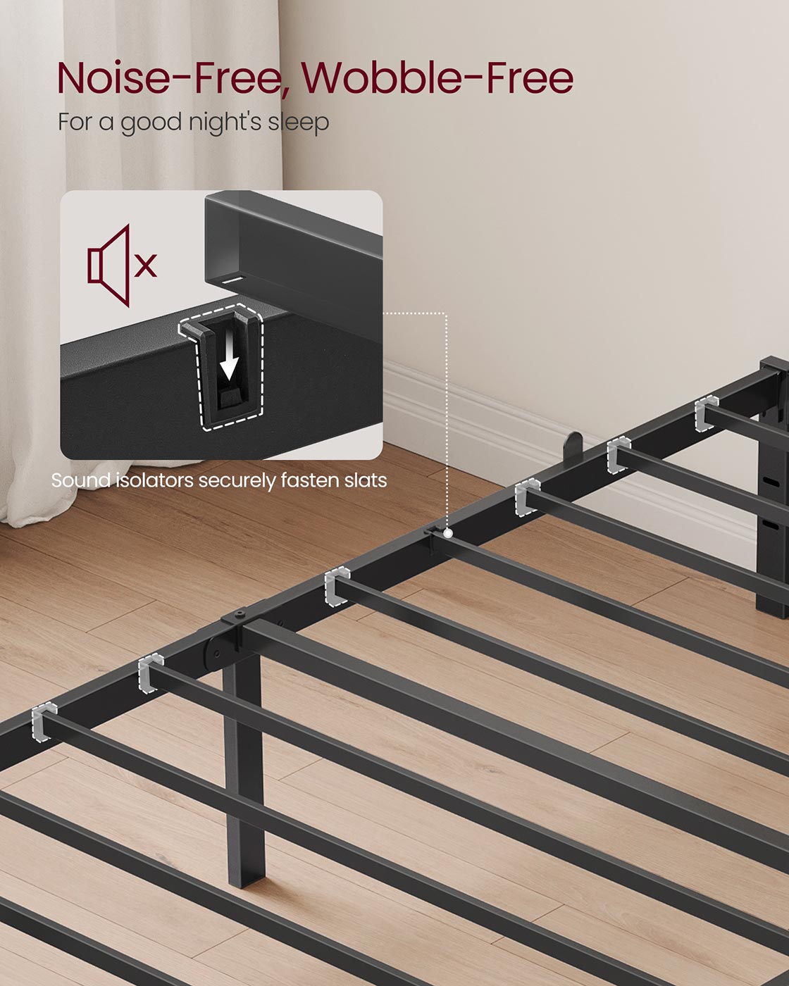 Single Metal Bed Frame 90 x 190 cm Easy Assembly Ink Black - image 3