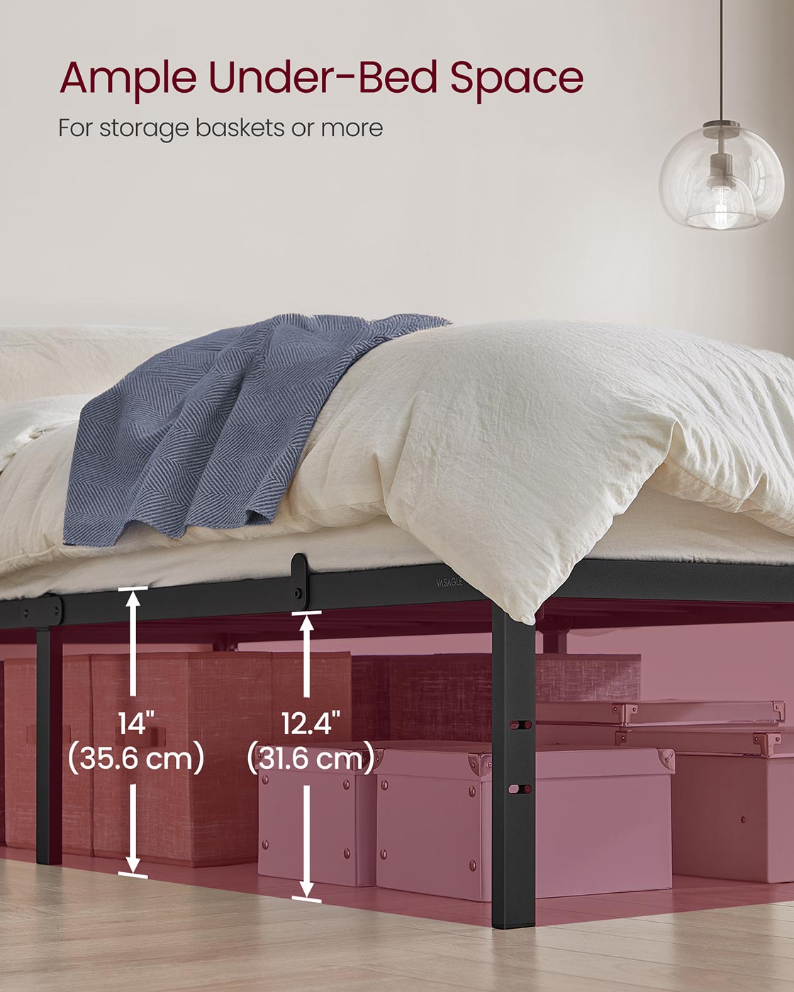 Single Metal Bed Frame 90 x 190 cm Easy Assembly Ink Black - image 5