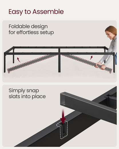 Single Metal Bed Frame 90 x 190 cm Easy Assembly Ink Black - image 7