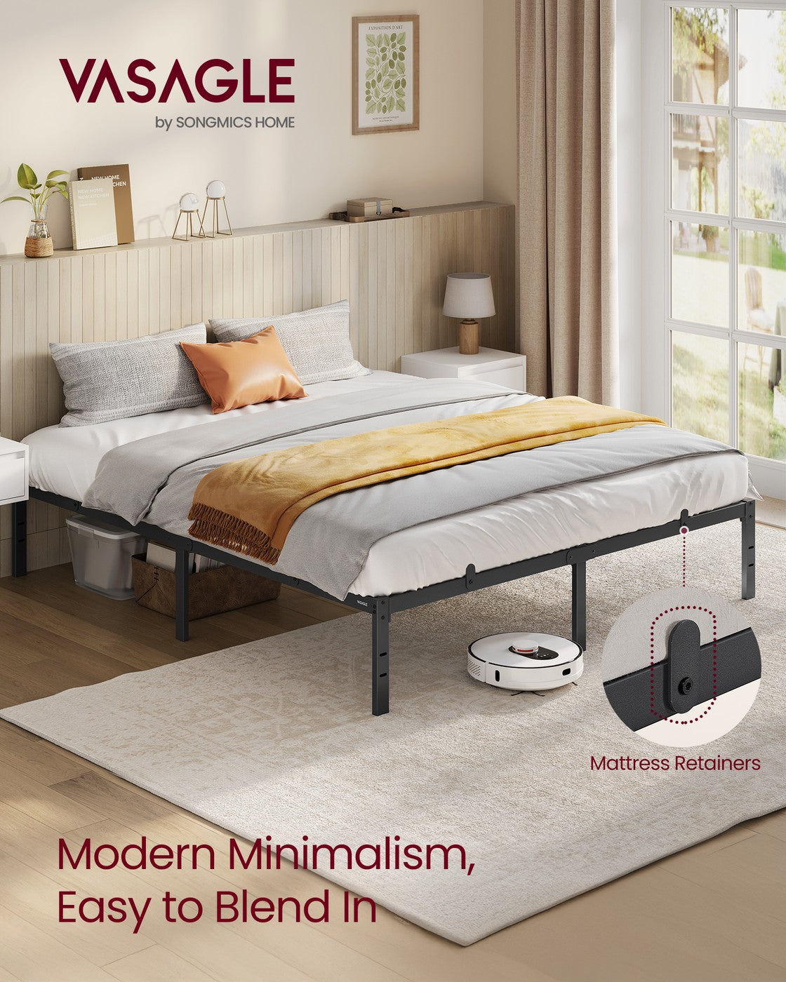 Single Metal Bed Frame 90 x 190 cm Easy Assembly Ink Black - image 23