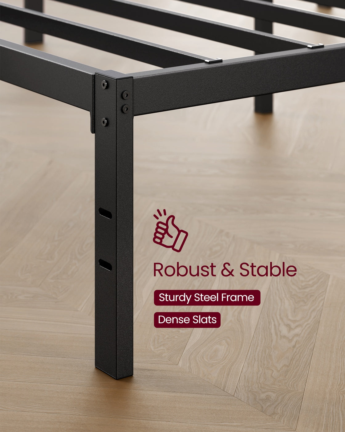 Single Metal Bed Frame 90 x 190 cm Easy Assembly Ink Black - image 25