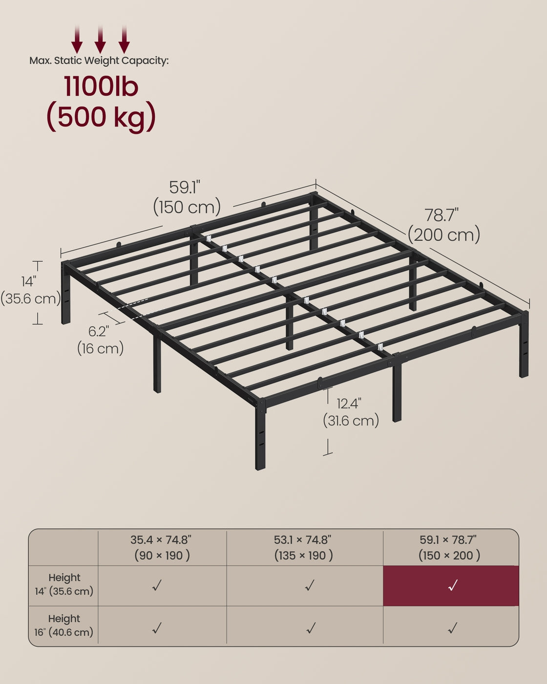 Single Metal Bed Frame 90 x 190 cm Easy Assembly Ink Black - image 26