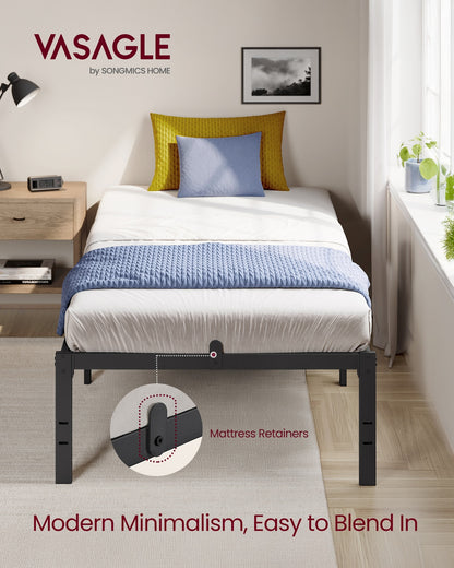 Single Metal Bed Frame 90 x 190 cm Easy Assembly Ink Black - image 29