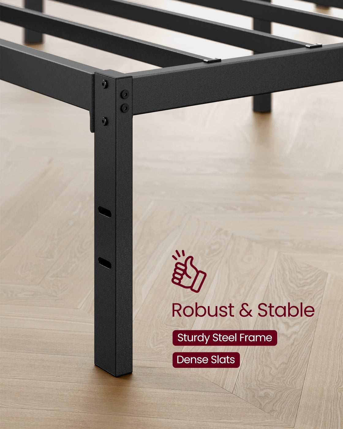 Single Metal Bed Frame 90 x 190 cm Easy Assembly Ink Black - image 31