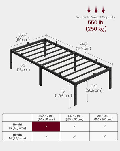 Single Metal Bed Frame 90 x 190 cm Easy Assembly Ink Black - image 32