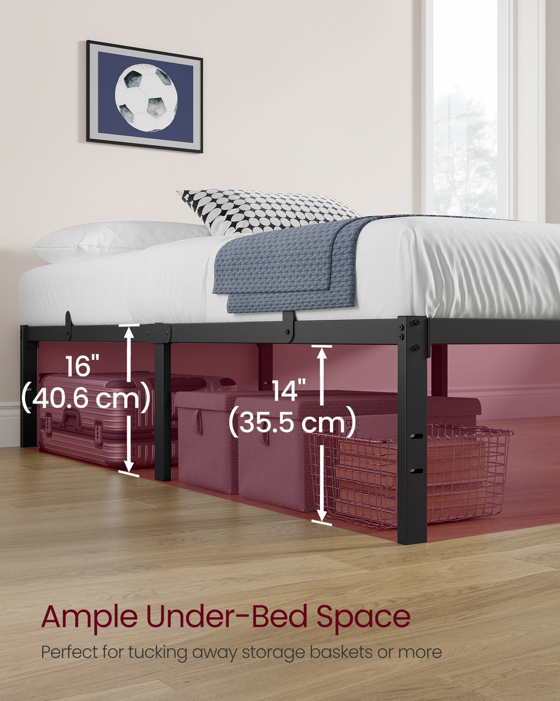 Single Metal Bed Frame 90 x 190 cm Easy Assembly Ink Black - image 33