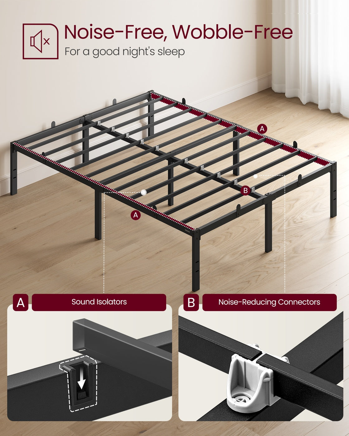 Single Metal Bed Frame 90 x 190 cm Easy Assembly Ink Black - image 18