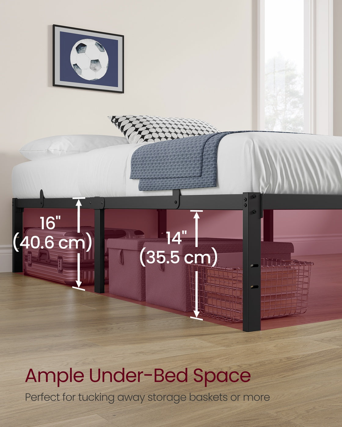 Single Metal Bed Frame 90 x 190 cm Easy Assembly Ink Black - image 21