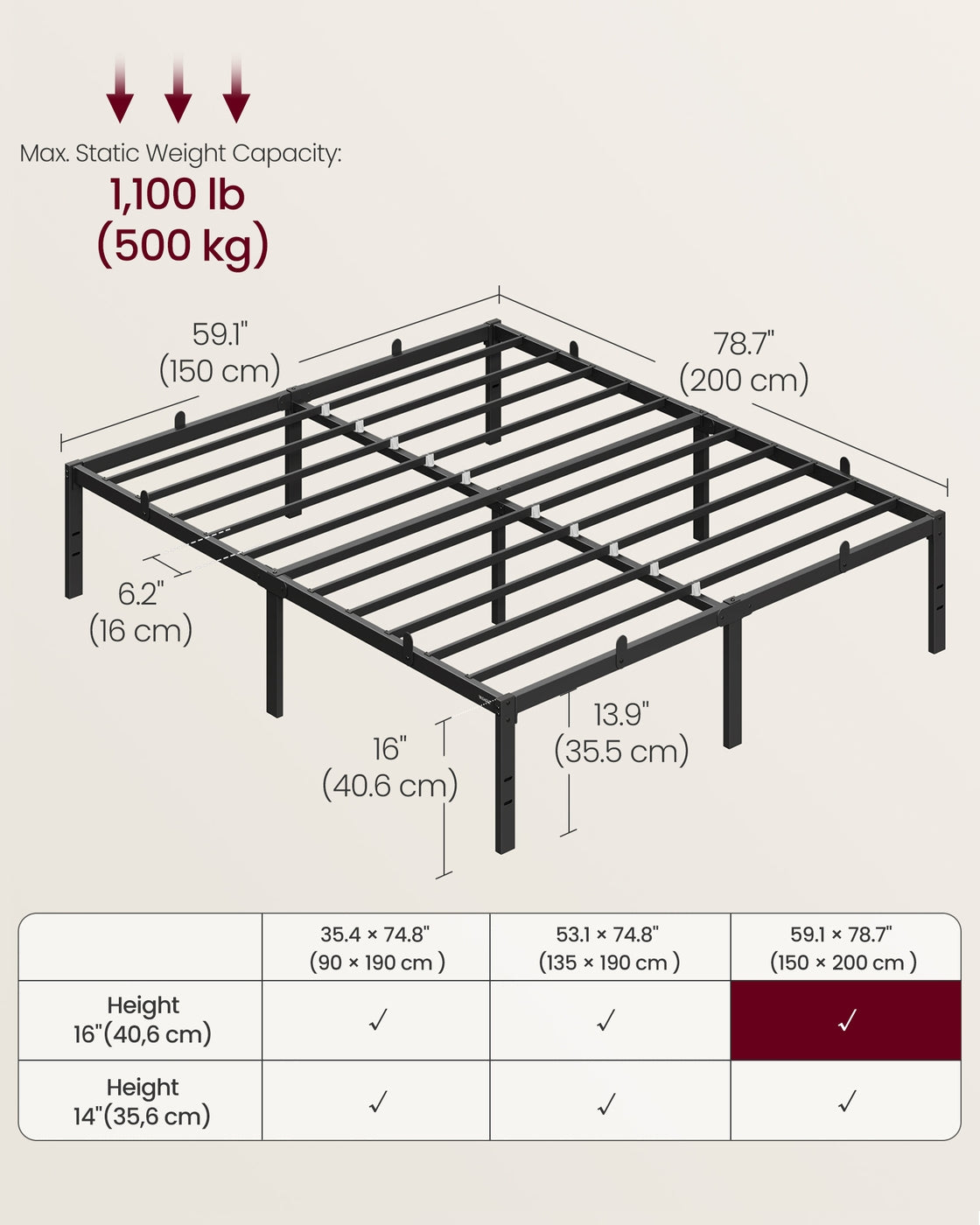Single Metal Bed Frame 90 x 190 cm Easy Assembly Ink Black - image 38