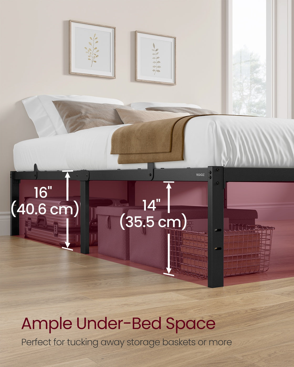 Single Metal Bed Frame 90 x 190 cm Easy Assembly Ink Black - image 39