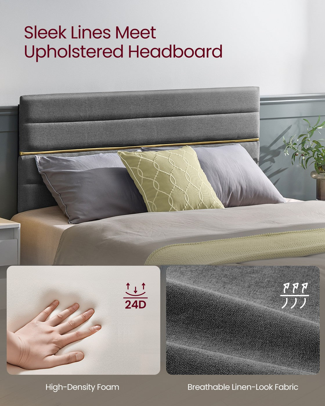 Double Bed frame with adjustable upholstered headboard - image 3