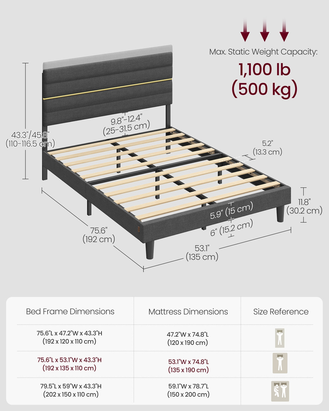 Double Bed frame with adjustable upholstered headboard - image 6