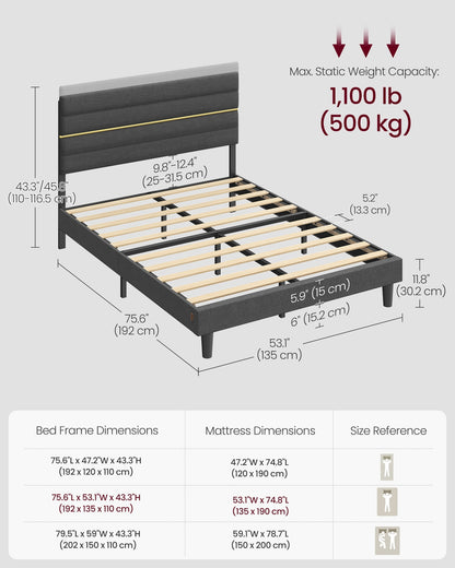Double Bed frame with adjustable upholstered headboard - image 6