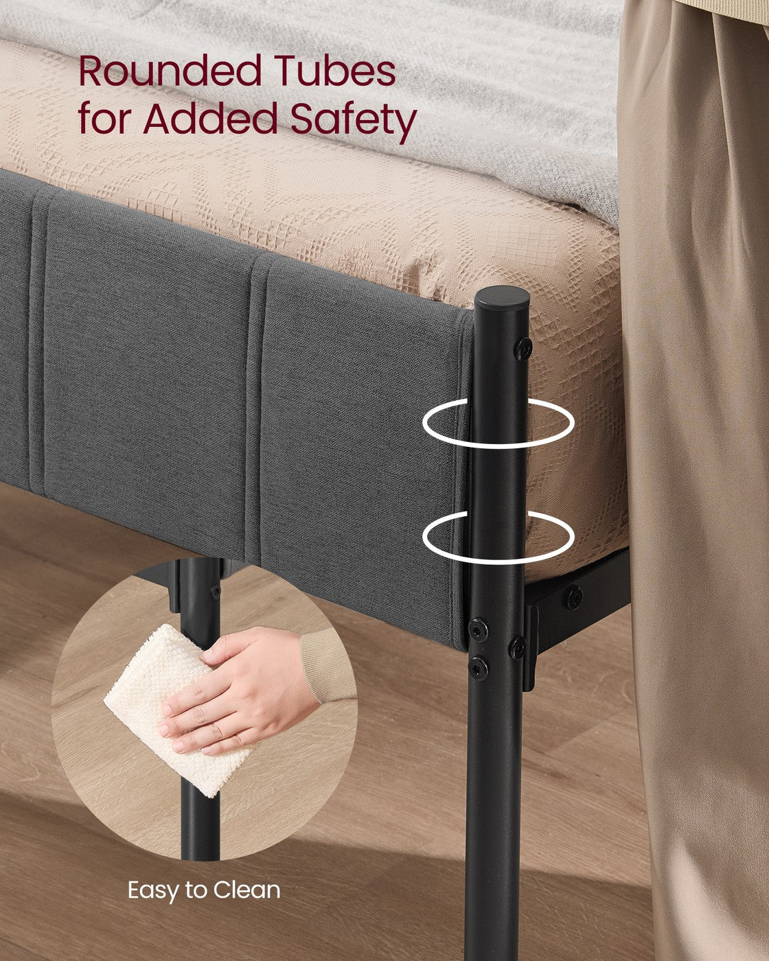 Single Bed Frame 90 x 190 cm 250 kg Weight Capacity Slate Grey - image 12
