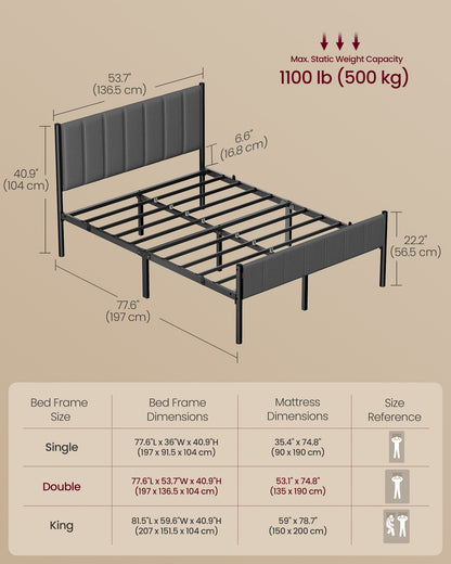 Single Bed Frame 90 x 190 cm 250 kg Weight Capacity Slate Grey - image 14