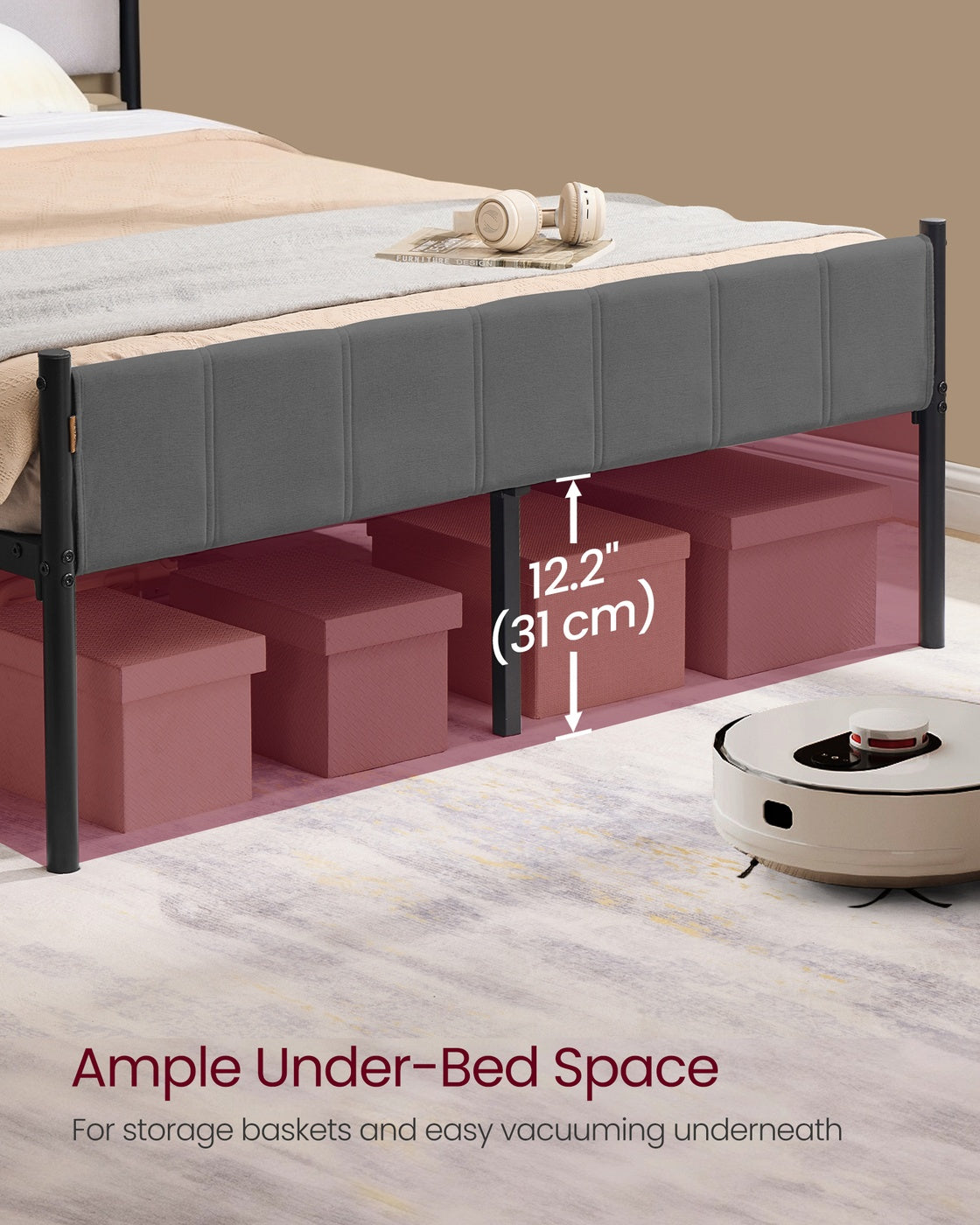 Single Bed Frame 90 x 190 cm 250 kg Weight Capacity Slate Grey - image 15