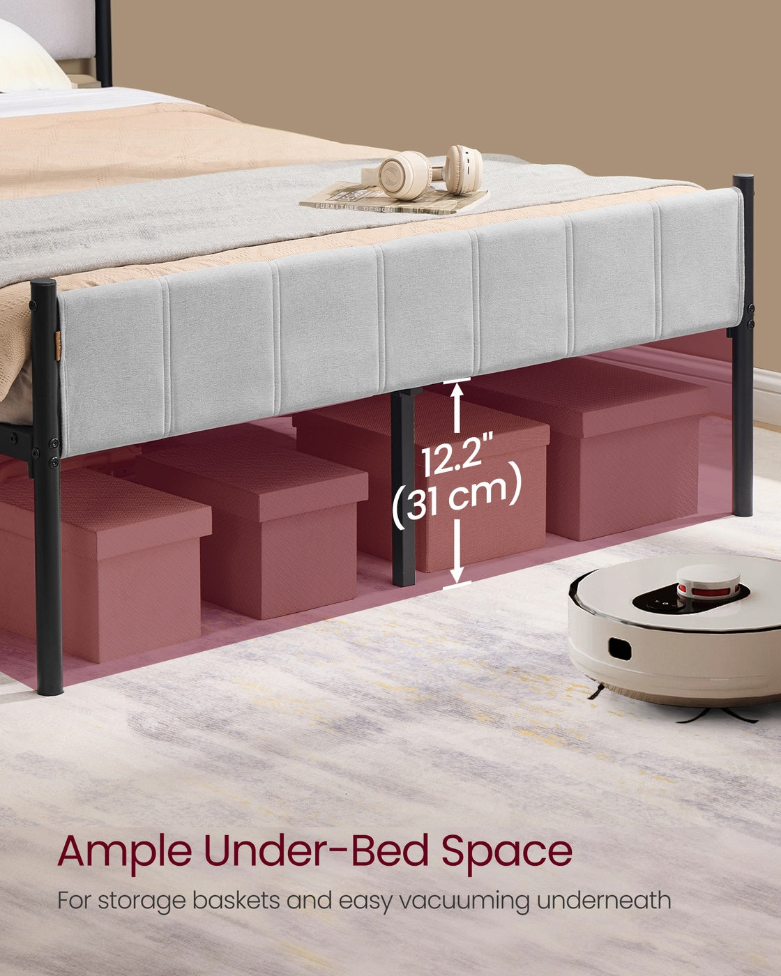 Single Bed Frame 90 x 190 cm 250 kg Weight Capacity Slate Grey - image 30