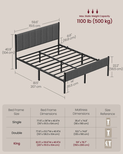 Single Bed Frame 90 x 190 cm 250 kg Weight Capacity Slate Grey - image 44