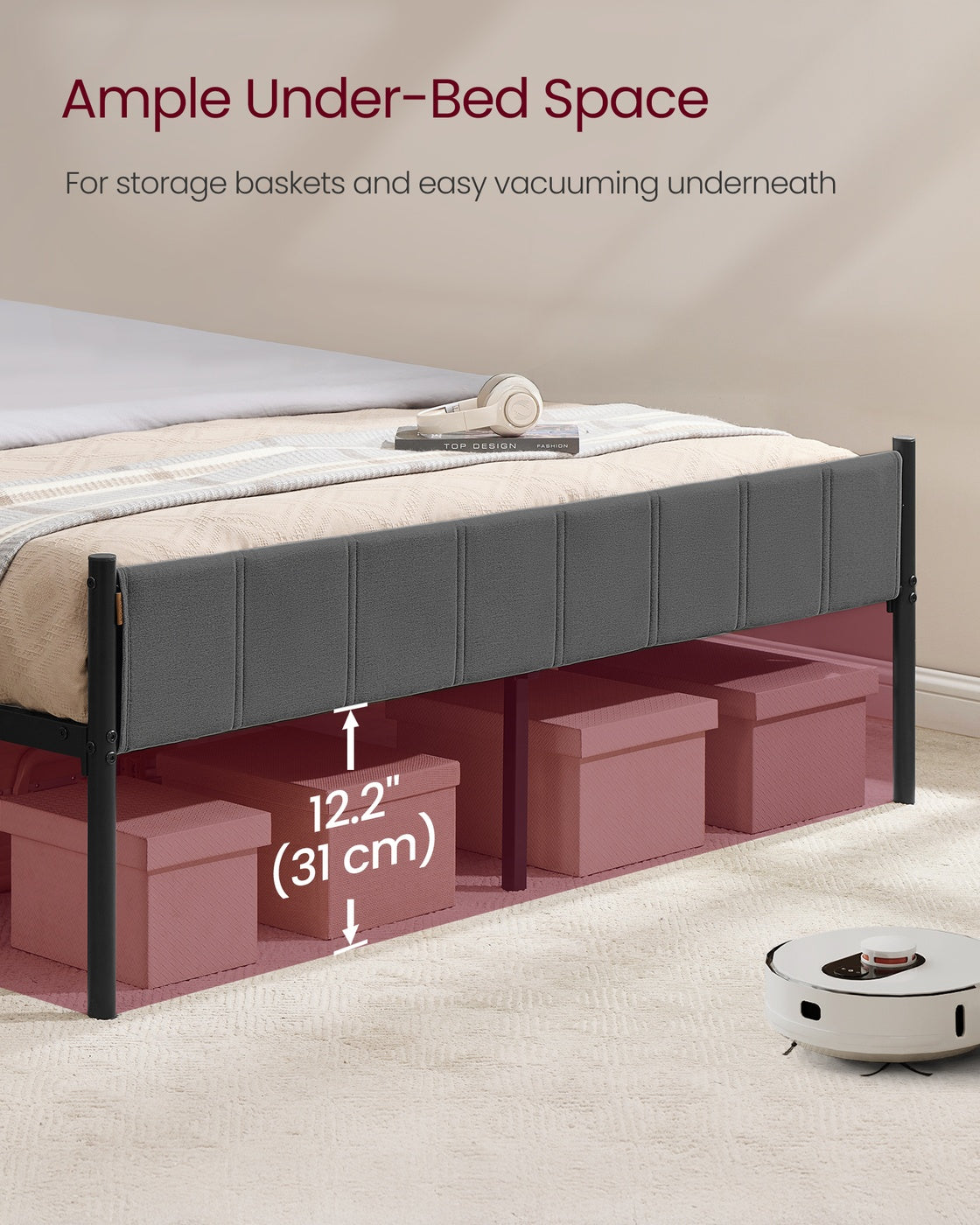 Single Bed Frame 90 x 190 cm 250 kg Weight Capacity Slate Grey - image 45