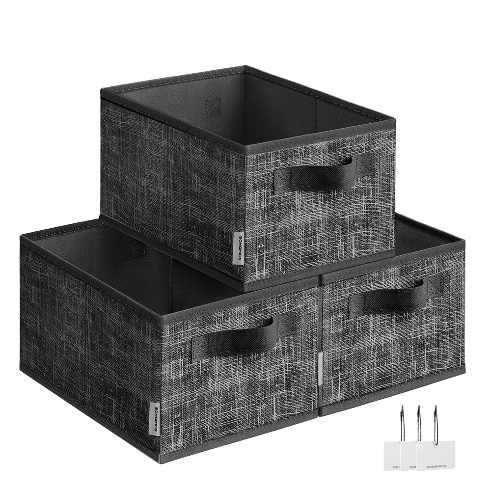 15 cm High Collapsible Storage Boxes Set of 3 Ink Black - image 1