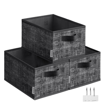 15 cm High Collapsible Storage Boxes Set of 3 Ink Black - image 1