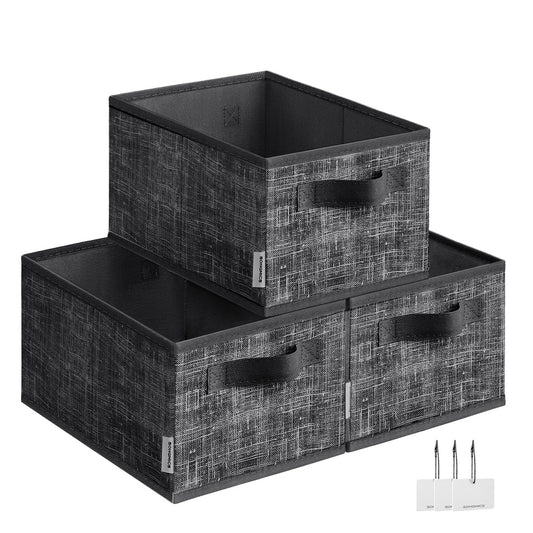 15 cm High Collapsible Storage Boxes Set of 3 Ink Black - image 1