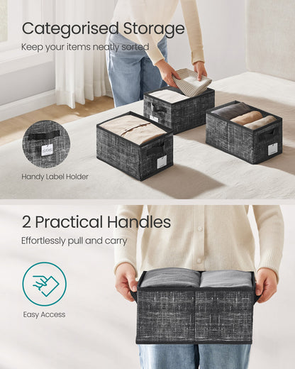 15 cm High Collapsible Storage Boxes Set of 3 Ink Black - image 4