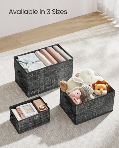 15 cm High Collapsible Storage Boxes Set of 3 Ink Black - image 6