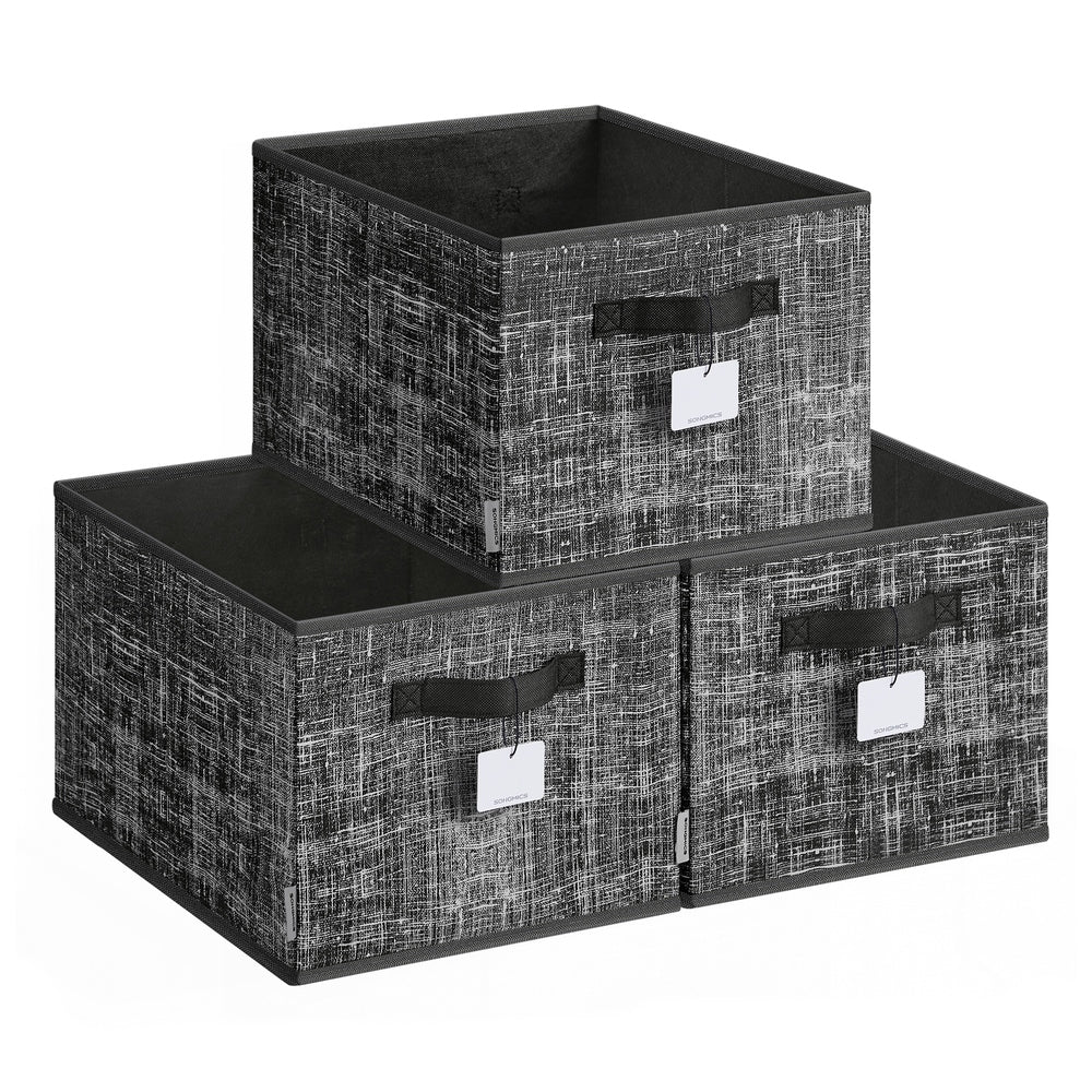 15 cm High Collapsible Storage Boxes Set of 3 Ink Black - image 13