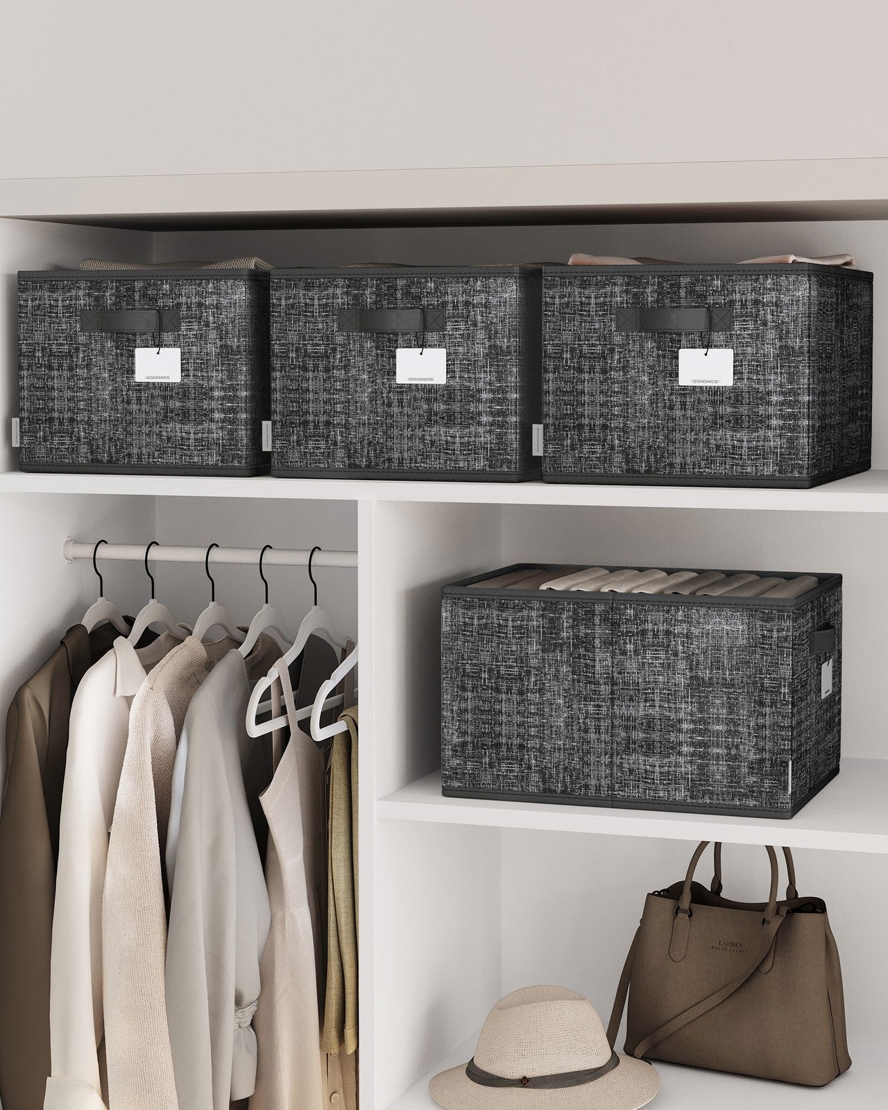 15 cm High Collapsible Storage Boxes Set of 3 Ink Black - image 14