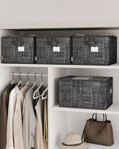 15 cm High Collapsible Storage Boxes Set of 3 Ink Black - image 14